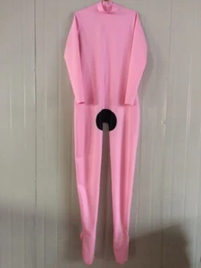 Latex Rubber Gummi Pink Tights Catsuit Bodysuit Cosplay Jumpsuit S--XXL - Picture 1 of 4