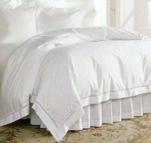 Sferra Francesca Hand Embroidered Ivory Twin Bed Skirt Lace Inset Paneled New - Picture 1 of 6