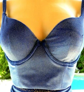 Victorias Secret bra 38 C D body by victoria bustier velvet bling top royal - Picture 1 of 3