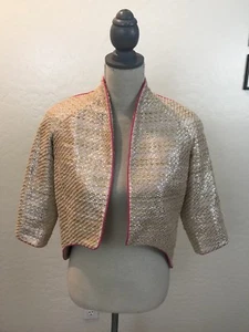 Chaqueta Blazer Metálica Crop David Peck Talla S 100% Seda - Imagen 1 de 5