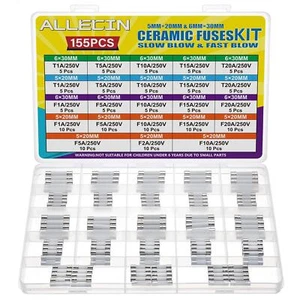 21 wartości Bezpieczniki ceramiczne Szybkie powolne rozdmuchiwanie Różne zestaw 5x20MM 6x30MM Szybki bezpiecznik F T - Zdjęcie 1 z 6