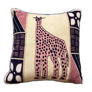 Throw Pillow Large 18” by 18” Giraffe Tan Yellow Black Safari Animal Boho Decor