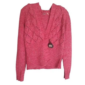 ONE GIRL WHO Women's Orange Cable Knit Cropped Sweater Cardigan Size M - Picture 1 of 9