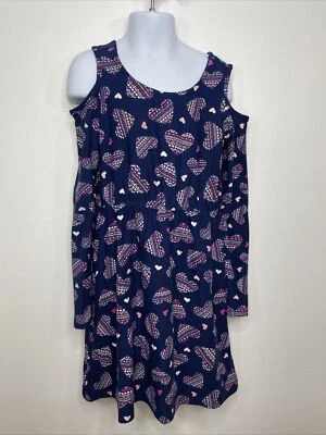 Epic Threads Girl’s Dress S Blue/Purple/Pink Long Sleeves Cold Shoulder Stretchy - Image 1 of 4