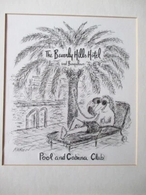 BEVERLY HILLS HOTEL ORIGINAL B/W INK DRAWING - EDWARD KOREN AMERICAN CARTOONIST - Image 1 of 4