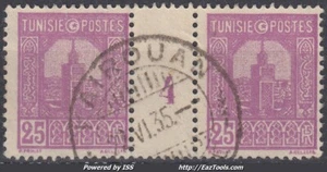 TUNISIE : PAIRE MILLESIME 4 DU N° 128 TB CACHET DE KAIROUAN - Imagen 1 de 2