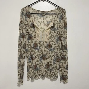 Denim and Supply Ralph Lauren Top Womens Size XL BlouseSheer Paisley Floral Lace - Picture 1 of 10