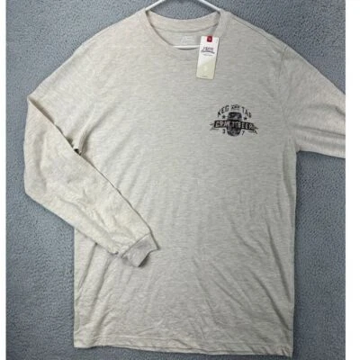 Camiseta masculina Izod água salgada grande alta creme clássica relaxada manga longa NOVA - Imagem 1 de 4