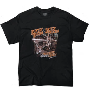 Hunting Bucks Driving Trucks Deer Hunter Gift Mens Short Sleeve Crewneck Tee - Picture 1 of 4