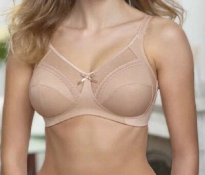 BNWT - ROYCE 821 CHARLOTTE WIRE FREE COTTON LINED COMFORT BRA SKIN - 32F - Image 1 of 3