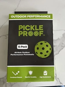 Pickle Proof 6er-Pack Outdoor Performance Pickleballs Gelb Brandneu 40 Loch Ball - Bild 1 von 2