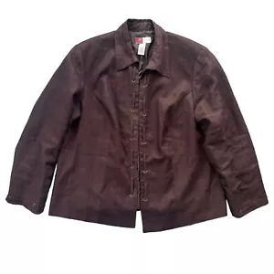JM Woman Collection Womens Size 18W Brown 100% Linen Thread Detail Blazer Jacket - Picture 1 of 21