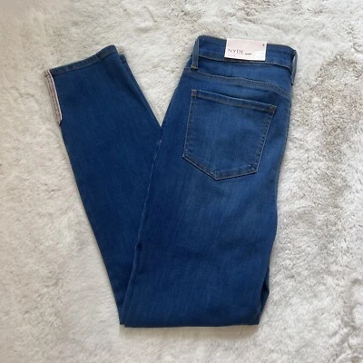 NWT NYDJ Womens 4 AMI Stretch Skinny Jeans Blue Denim Slit Ankle Inseam 27" - Image 1 of 4