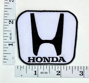 Embroidered Patch - Racing - Iron-on - Black & White - Honda - NEW - Picture 1 of 1