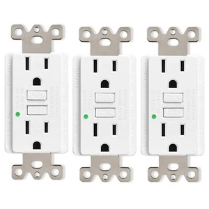 GFCI Toma 15A Receptáculo de falla a tierra Indicador LED No TR con placa de pared 3 piezas - Imagen 1 de 12