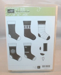 Stampin' Up! Cling Stamp Set - Stitched Stockings - 7 Stamps - Used - Picture 1 of 3