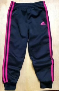 adidas girls Active pants Size 5 black With Hot Pink Stripes Kids Toddlers Cute - Picture 1 of 5