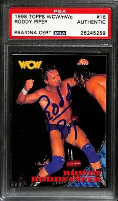"Rowdy" Roddy Piper 1998 Topps WCW/nWo #16 Signed Card BECKETT Encapsulated - Image 1 of 3