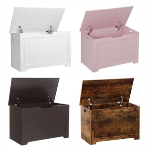 4 Color 2 Safety Hinge Wooden Toy Box Lift Top Entryway Storage Chest Bench - Picture 1 of 49