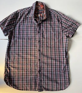 David Smith Mens Casual Check/Paisley-Short Sleeve 100% Cotton Slim Fit XL - Picture 1 of 4
