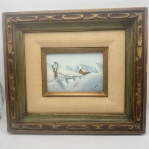 VTG Original Oil Painting Winter Scene Landscape Signed Framed Snow  *READ - Picture 1 of 20