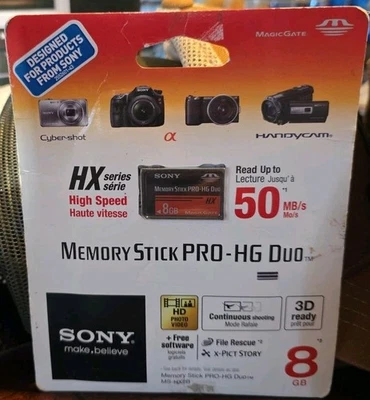 Sony 8GB Memory Card Stick Pro-HG DUO Card High Speed 50MB/s Model MS-HX8B- NEW - Image 1 of 2