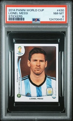 2014 PANINI WORLD CUP STICKERS #430 LIONEL MESSI PSA 8 - Image 1 of 2