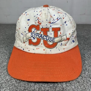Vintage Syracuse University Hat Cap Snapback OSFA SU Orange Paint Splatter - Picture 1 of 9