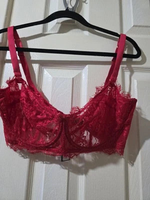 Figleaves Juliette Red Lace Balconette Bra – 34FF – NEW with Tags