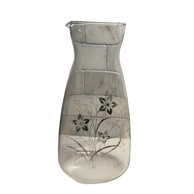 Jarro ou jarro de suco vintage Pyrex 48 oz com design floral dourado - Imagem 1 de 4