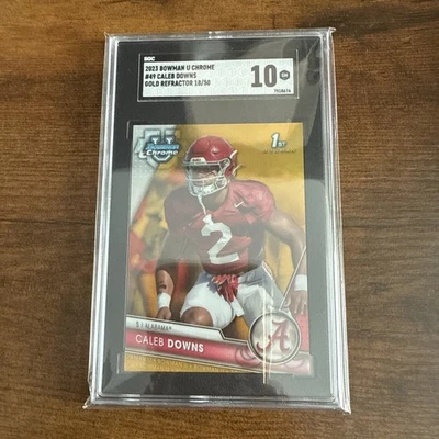 Caleb Downs 2023 Bowman 1st University Chrome #49 SGC 10 Gold Refractor 18/50! - Image 1 of 3
