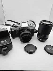 Minolta X-300 35mm Camera w/ 50mm f/1.7, Vivitar 70-210mm f/4.5 & Flashgun - Picture 1 of 13