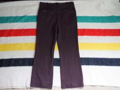 VTG 60s 70s Chestnut Brown Disco Flare Poly Talon Hippy 35x29 Retro Pants Mens - Image 1 of 4