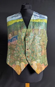 Vintage Fashion  Mens Hand Painted Silk Waistcoat - Susan Aitkenhead ? - Picture 1 of 19