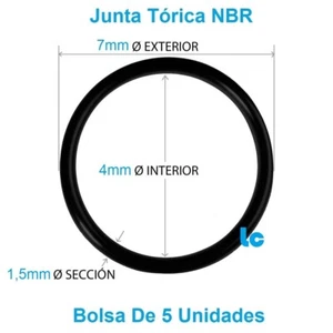 Junta Torica Fabricada En NBR - 7 x 4 x 1,5 mm - O-Ring - Bolsa De 5 Juntas - Imagen 1 de 1