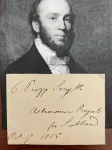 CHARLES PIAZZI SMYTH SIGNED CARD, ASTRONOMER, PYRAMIDOLOGY AUTHOR, EGYPTOLOGY - Picture 1 of 1