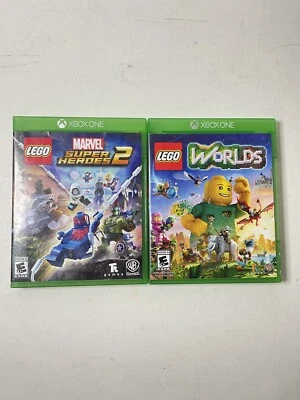 Xbox One Lot Of 2 LEGO (No Manuals) LEGO Marvel Adventures & LEGO WORLDS - Image 1 of 2
