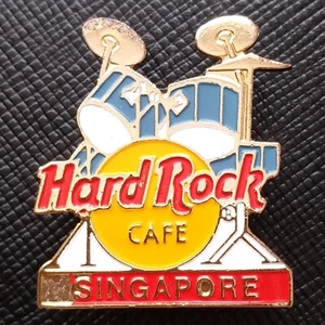 SINGAPORE✅ Hard Rock®CAFE🎸HRC PIN✅ 1990s Blue DRUM Set Kit YELLOW LOGO SOUVENIR - Picture 1 of 3
