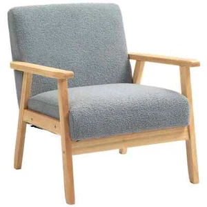 Modern Accent Chair Cashmere Cushions Wide Seat Wood Frame Armchair Grey - Picture 1 of 12