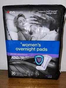 CVS 30 Count Womans Ultimate Absorbency Overnight Incontinence Pads Lot Of 2 - Picture 1 of 3