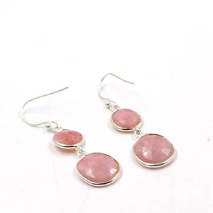 Pink Opal Lite Earring Sterling 925 Silver Gemstone Jewelry Thanksgiving Gift - Picture 1 of 8