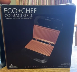 NEW! Eco Chef Premium Nonstick Copper Ceramic Indoor Kitchen Contact Grill - Picture 1 of 4