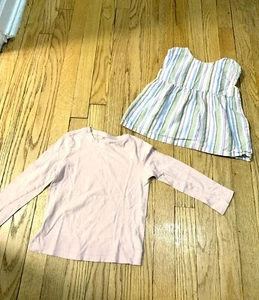 Girls 5T Tops.  1 Long Sleeve Cat & Jack and 1 Gap Kids Peplum Striped - Picture 1 of 2