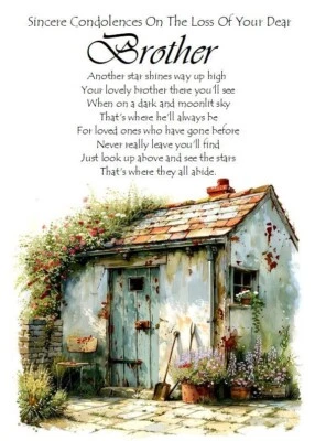 PICKTURE-THIS Sincere Condolences On The Loss of your Dear Brother A5 Size Card Sympathy