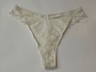 Vintage High Waist Creme Lace Floral Thong Panty 2Xl