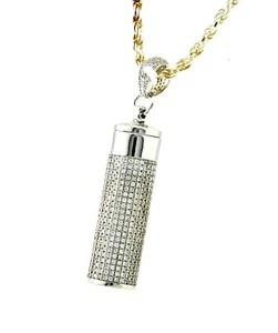 Colgante colgante de urna de circonita cúbica de astilla de ley para hombre 58x12 mm - Imagen 1 de 3