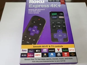Roku 3941R Express 4K+HD Streaming Device-High-Speed HDMI Cable IOB Voice Remote - Picture 1 of 6