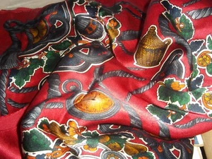 Albert Nipon Rare find Vntge Silk Square Fantasy Art Scarf Preownd 34x34 square - Picture 1 of 17