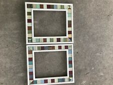 lot of 2 Multicolor quilted look picture frames farmhouse