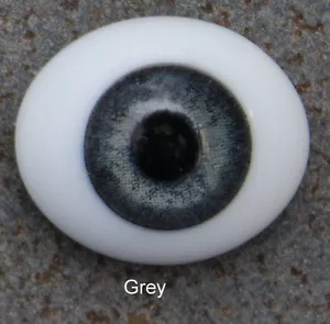 Solid Glass, Flatback Oval Paperweight Eyes - Grey, 10mm - Foto 1 di 3